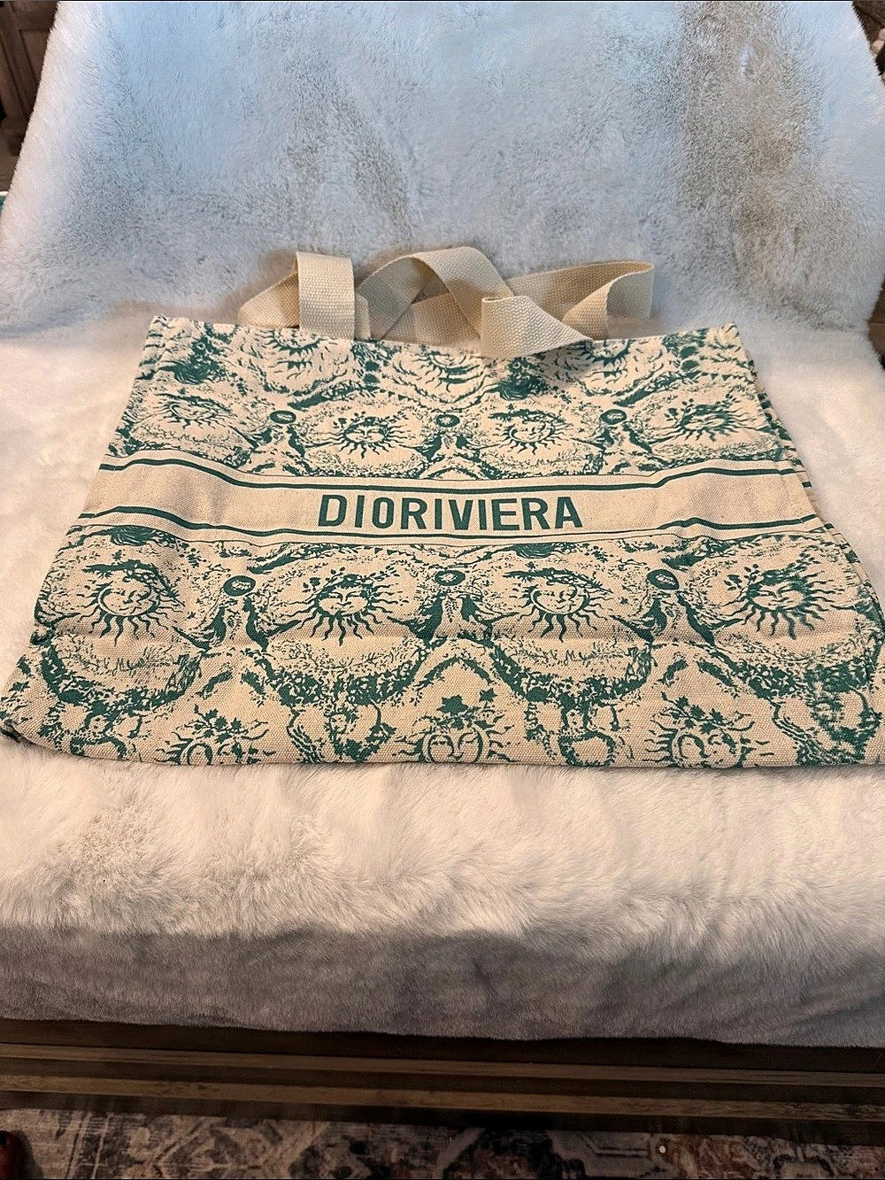 Floral Tote in Cream & Green